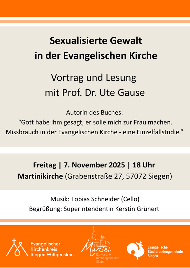 Vortrag und Lesung: Sexualisierte Gewalt in der Evangelischen Kirche